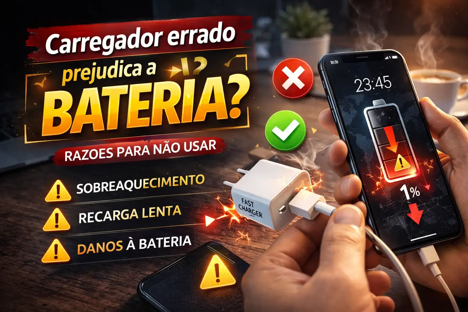 Carregador errado prejudica a bateria