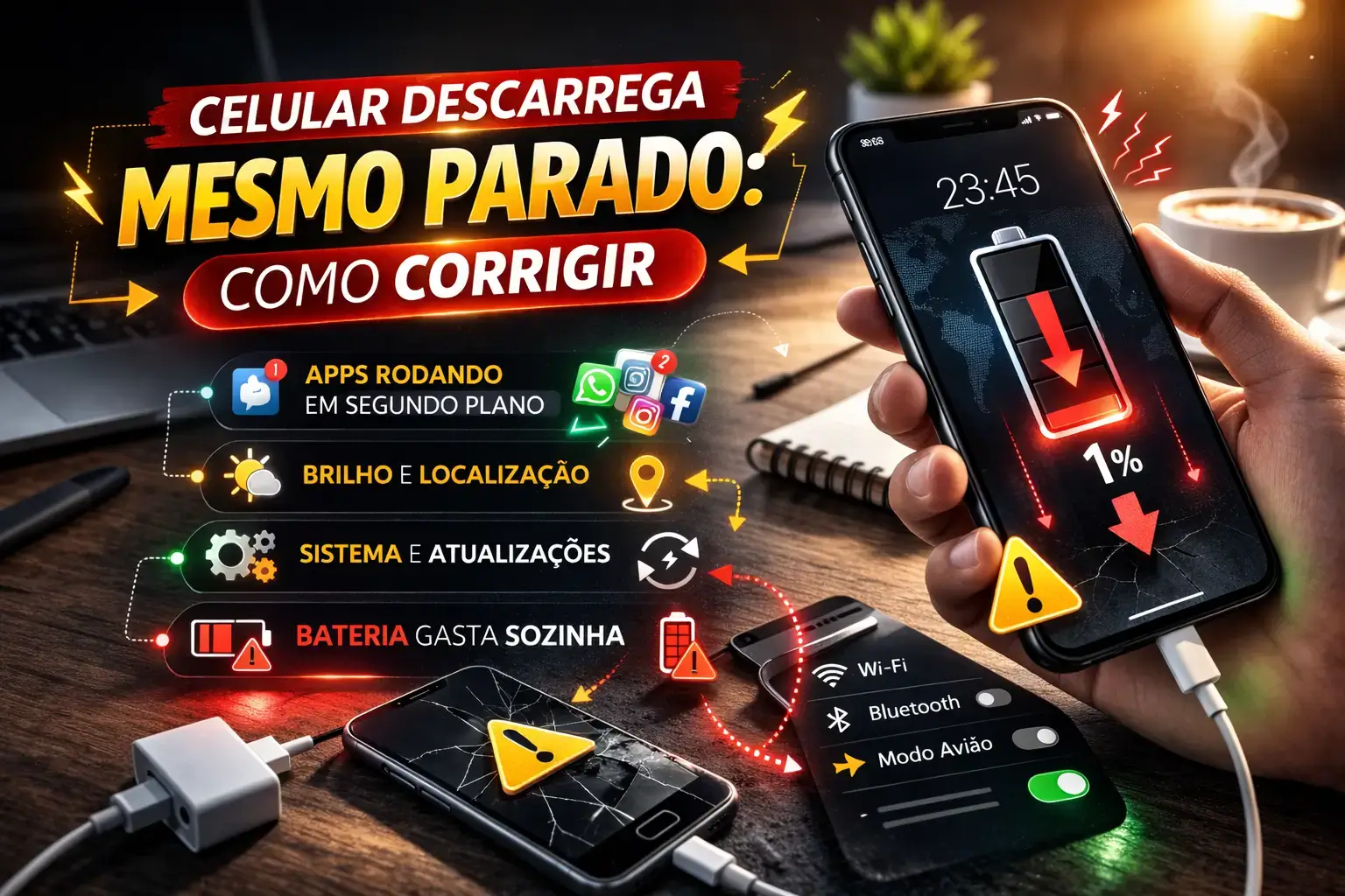Celular descarrega mesmo parado como corrigir