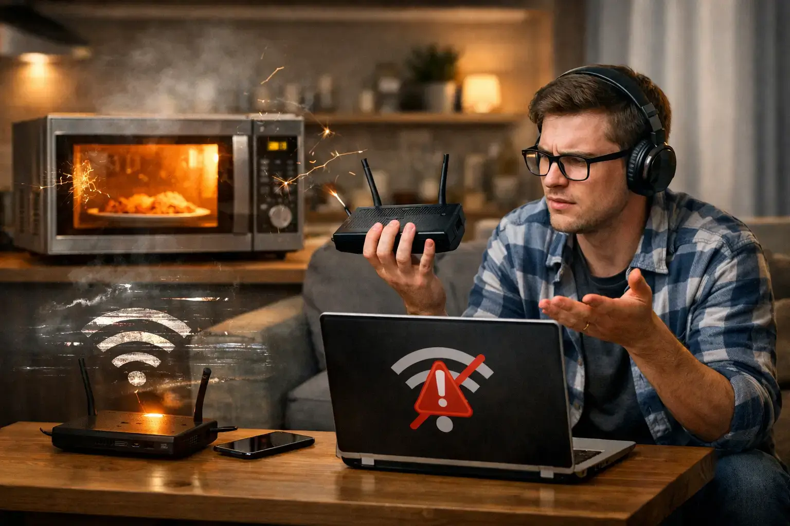 nternet cai quando liga o micro-ondas