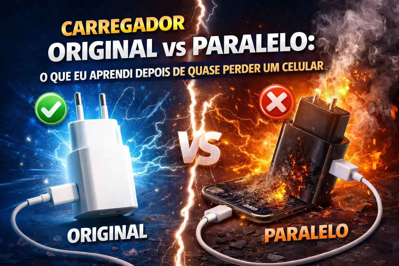 Carregador Original vs Paralelo