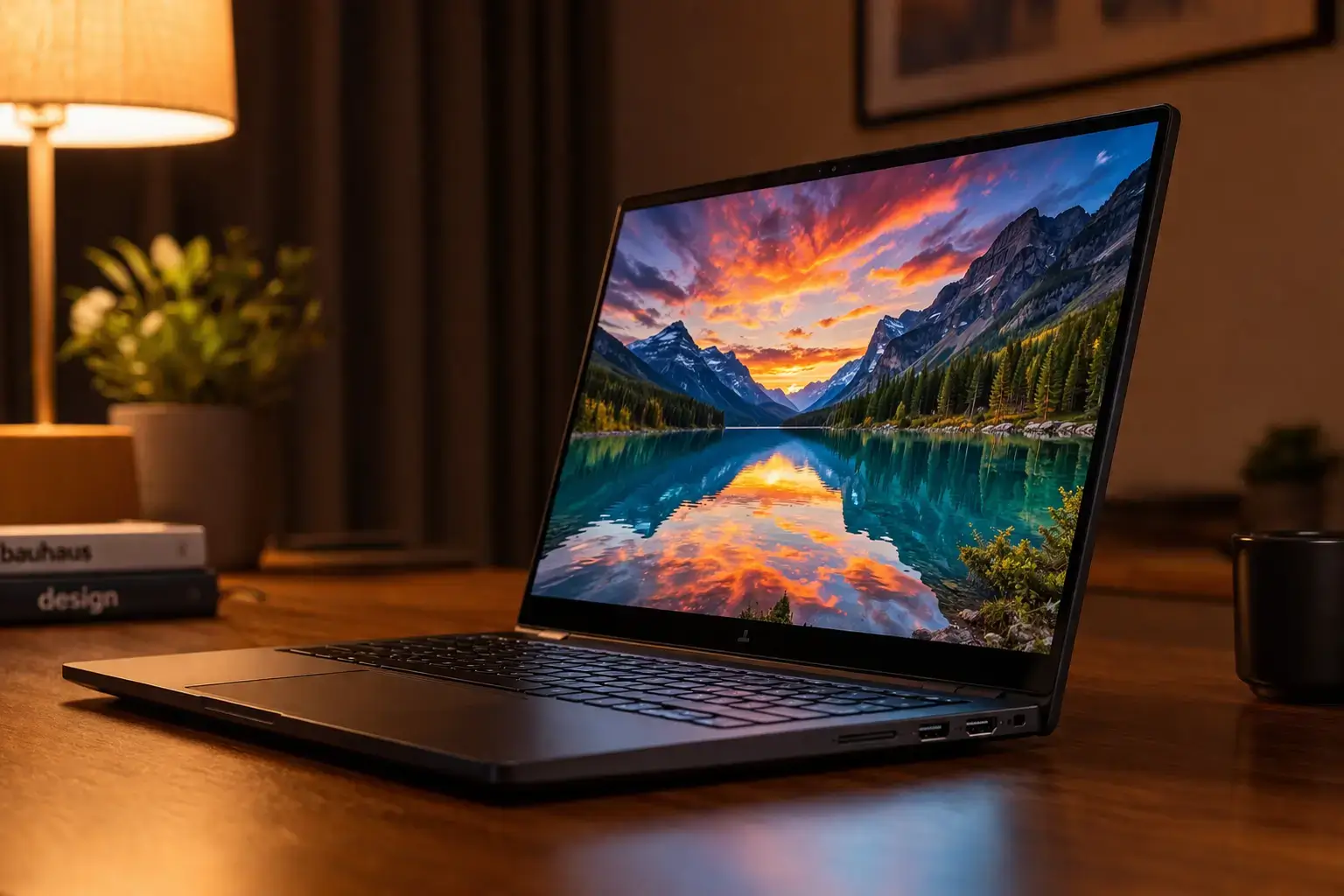 Comparação de ângulos de visão em um notebook com tela Full HD IPS.